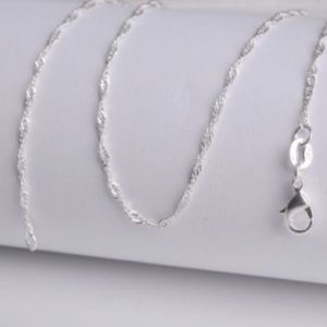 2mm .925 sterling silver plated water wave chain